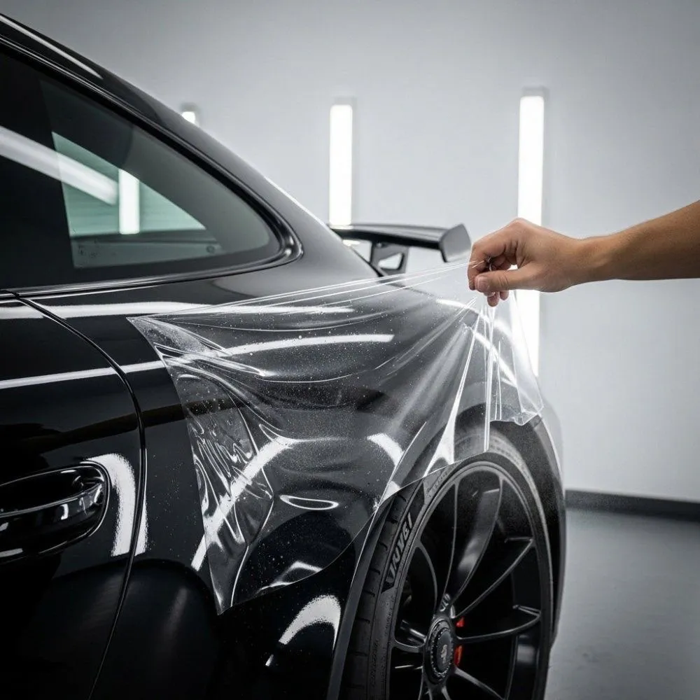 Paint protection film (PPF) being applied to a luxury vehicle at D2 Customs Johannesburg